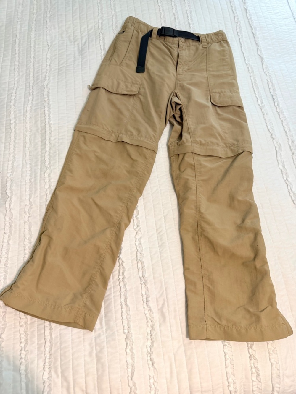 North Face convertible hiking pants men’s size small tan khaki zip off belt